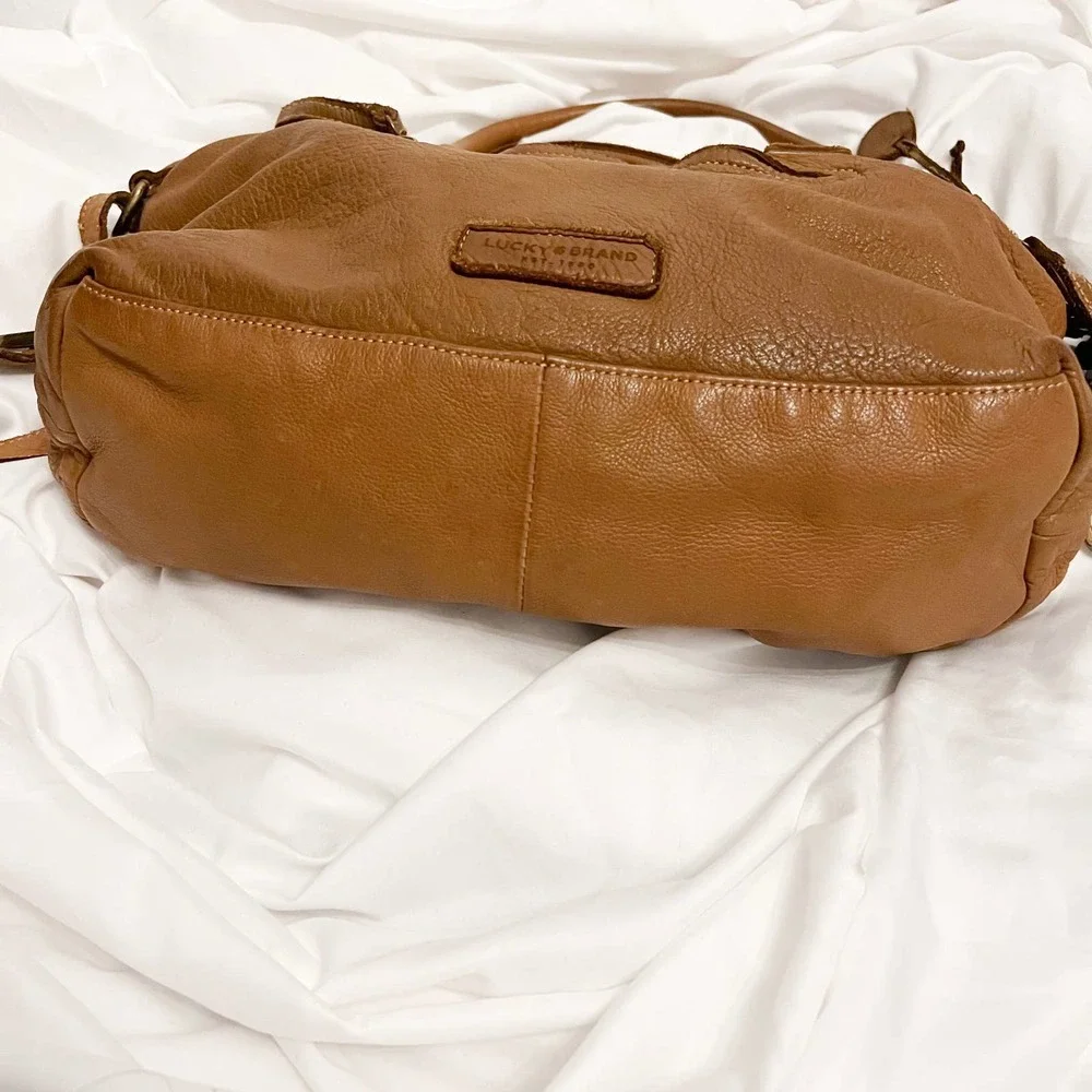Lucky Brand Y2K Vintage 2000s Chevron Leather Tan Handbag Strap - Picture 3 of 16